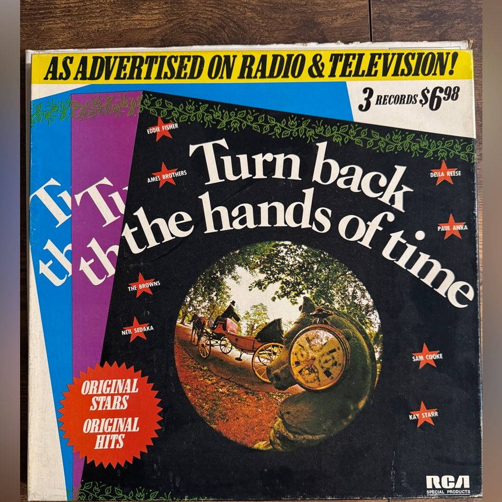 1972 Vintage -Turn Back the Hands of Time Vinyl Record Set - Black, Blue, Purple
